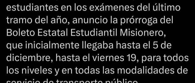 Extienden el Boleto Estudiantil Misionero hasta el 19 de diciembre Extienden el Boleto Estudiantil Misionero hasta el 19 de diciembre