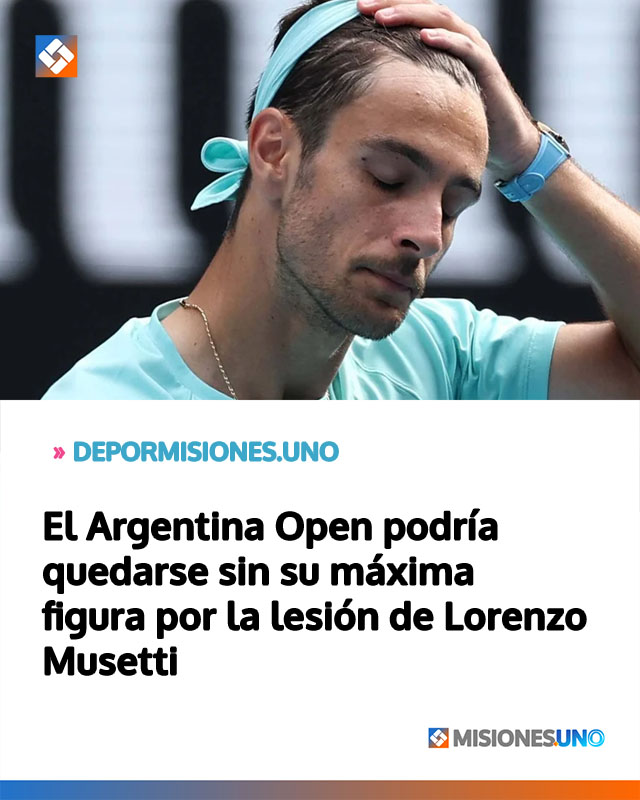 El Argentina Open podría quedarse sin su máxima figura por la lesión de Lorenzo Musetti