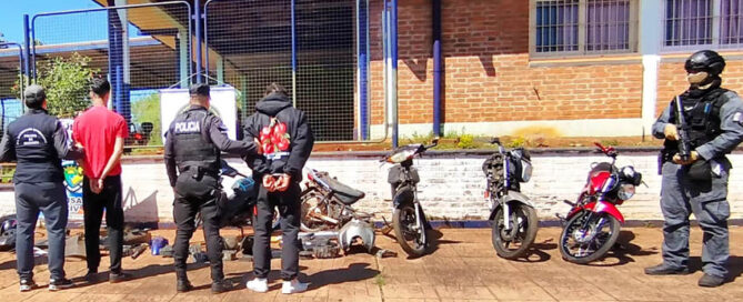 GARUPÁ: Desbaratan talleres de motos robadas y detienen a dos vinculados a picadas clandestinas