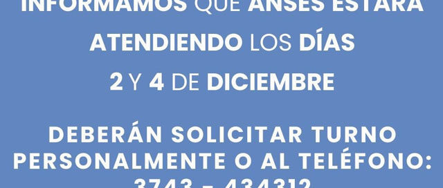 PUERTO RICO: ANSES atenderá en la localidad los días 2 y 4 de diciembre PUERTO RICO: ANSES atenderá en la localidad los días 2 y 4 de diciembre