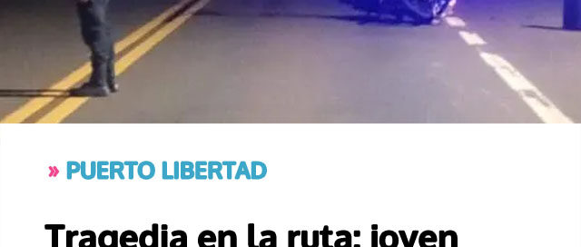 PUERTO LIBERTAD: Tragedia en la ruta: joven perdió la vida tras despiste en motocicleta PUERTO LIBERTAD: Tragedia en la ruta: joven perdió la vida tras despiste en motocicleta