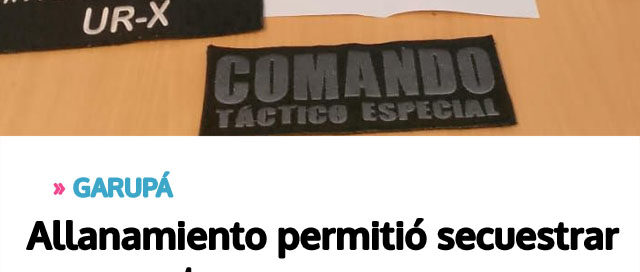 GARUPÁ: Allanamiento permitió secuestrar un arma tras amenazas con disparos