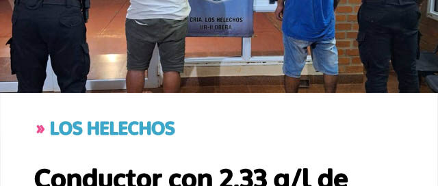 Conductor con 2,33 g/l de alcohol fue interceptado y se evitó un posible siniestro vial Conductor con 2,33 g/l de alcohol fue interceptado y se evitó un posible siniestro vial