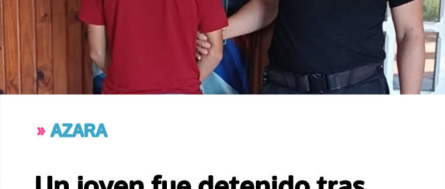 AZARA: Un joven fue detenido tras agredir con piedras a una persona con discapacidad en plena vía pública AZARA: Un joven fue detenido tras agredir con piedras a una persona con discapacidad en plena vía pública