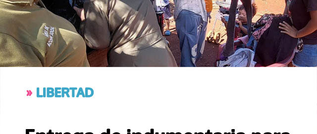 Entrega de indumentaria para acompañar a familias de la comunidad Entrega de indumentaria para acompañar a familias de la comunidad