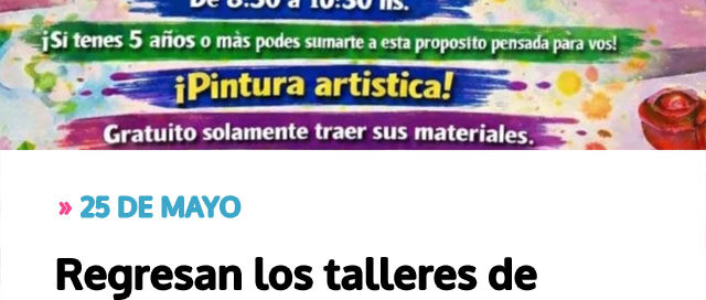 Regresan los talleres de pintura y reciclado para fortalecer la creatividad y el cuidado ambiental Regresan los talleres de pintura y reciclado para fortalecer la creatividad y el cuidado ambiental