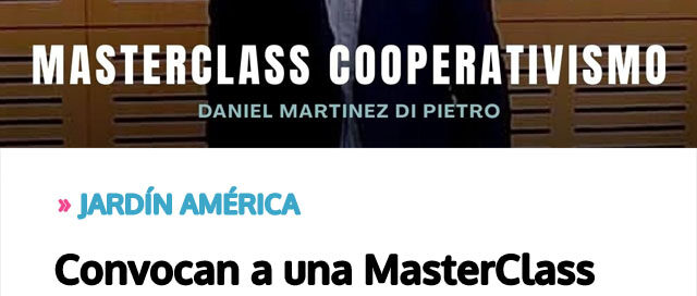 JARDÍN AMÉRICA: Convocan a una MasterClass sobre cooperativismo destinada a líderes comunitarios y emprendedores
