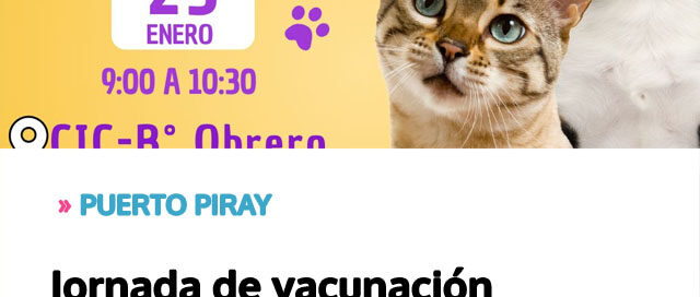 Jornada de vacunación antirrábica y desparasitación para mascotas en barrios cercanos al CIC Jornada de vacunación antirrábica y desparasitación para mascotas en barrios cercanos al CIC