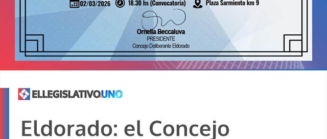 Eldorado: el Concejo Deliberante invita al inicio del Período de Sesiones Legislativas 2026