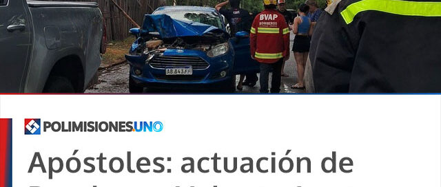 Apóstoles: actuación de Bomberos Voluntarios tras un accidente vehicular