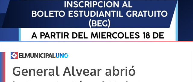 General Alvear abrió la inscripción al Boleto Estudiantil Gratuito hasta el 9 de marzo