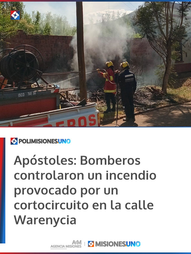 Bomberos controlaron un incendio provocado por un cortocircuito en la calle Warenycia
