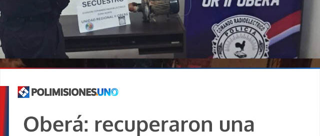 Oberá: recuperaron una bomba de agua y un arco de fútbol robados en distintos operativos Oberá: recuperaron una bomba de agua y un arco de fútbol robados en distintos operativos