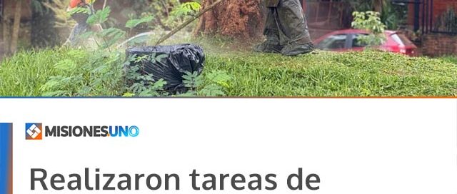 Realizaron tareas de mantenimiento y limpieza en la Plaza Belén de Puerto Iguazú