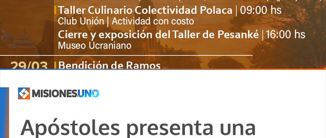 Apóstoles presenta una amplia agenda de actividades para vivir Semana Santa 2026