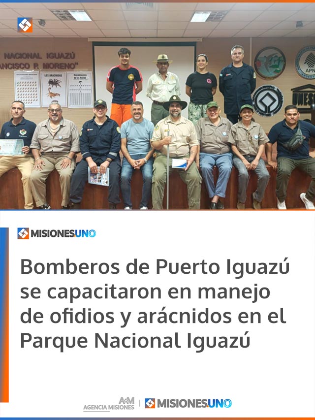 Bomberos de Puerto Iguazú se capacitaron en manejo de ofidios y arácnidos en el Parque Nacional Iguazú