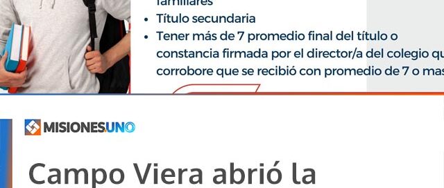 Campo Viera abrió la inscripción para las Becas Municipales 2026 destinadas a estudiantes de nivel superior