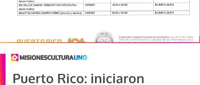 Puerto Rico: iniciaron los talleres anuales de capacitación organizados por la Dirección de Cultura