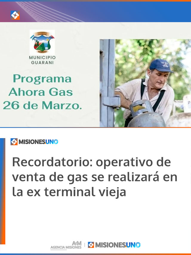 Recordatorio: operativo de venta de gas se realizará en la ex terminal vieja