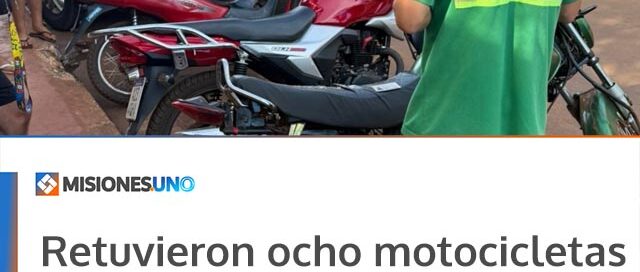 Retuvieron ocho motocicletas en operativos de control vial en Puerto Iguazú