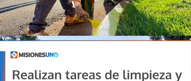 Realizan tareas de limpieza y pintura en la avenida Libertad para mejorar el orden y la imagen urbana en Puerto Iguazú