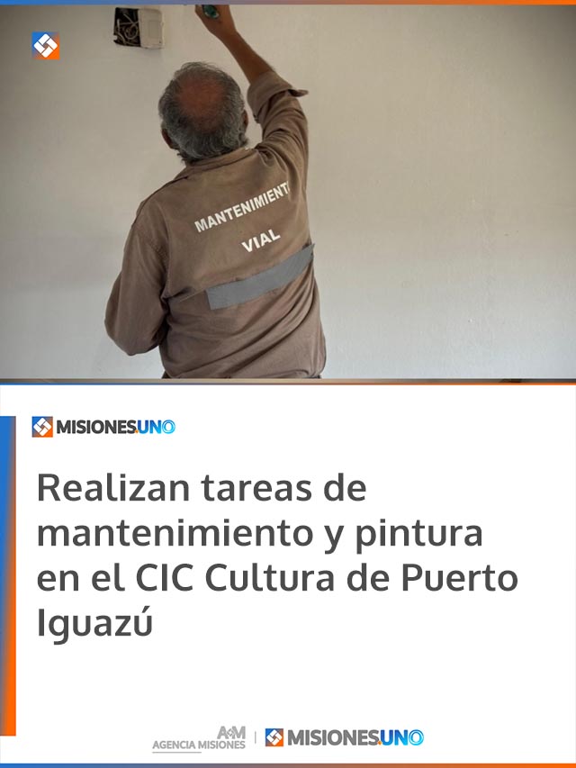 Realizan tareas de mantenimiento y pintura en el CIC Cultura de Puerto Iguazú