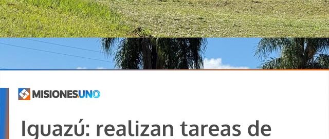Iguazú: realizan tareas de parquización y mantenimiento en la rotonda de acceso a la ciudad