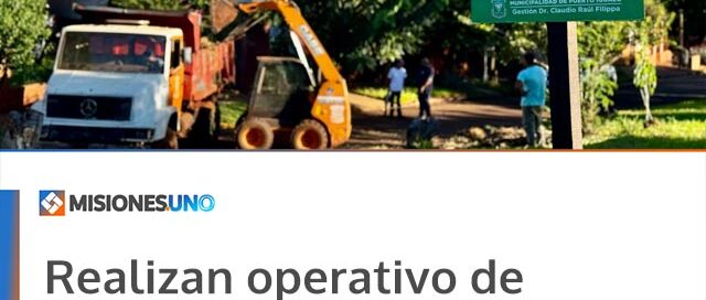 Realizan operativo de limpieza y retiro de residuos en el bulevar del barrio Las Leñas en Puerto Iguazú