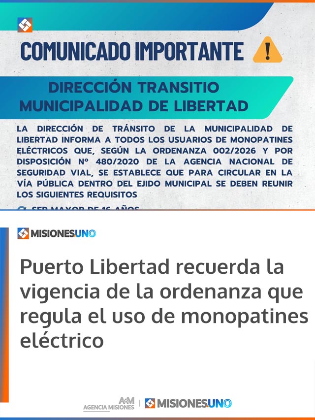 Puerto Libertad recuerda la vigencia de la ordenanza que regula el uso de monopatines eléctrico