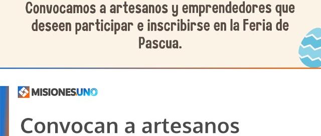 Convocan a artesanos y emprendedores para participar de la Feria de Pascuas en Campo Viera