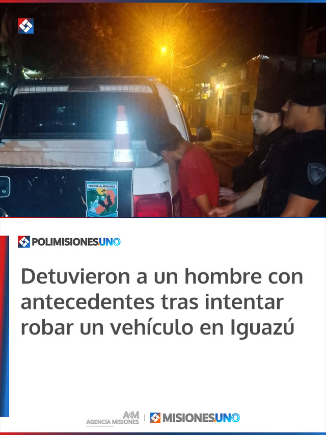 Detuvieron a un hombre con antecedentes tras intentar robar un vehículo en Iguazú