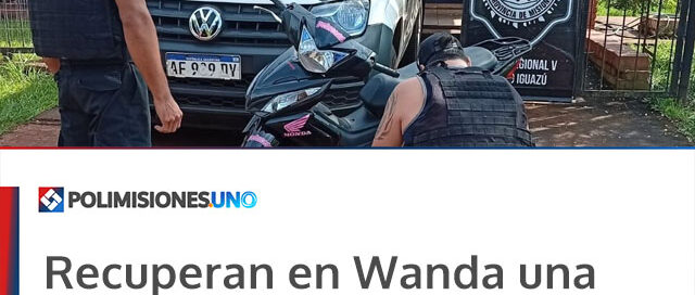 Recuperan en Wanda una moto robada en Iguazú que había sido comprada de buena fe