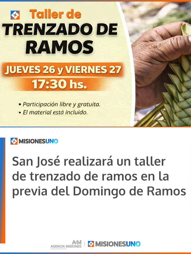 San José realizará un taller de trenzado de ramos en la previa del Domingo de Ramos