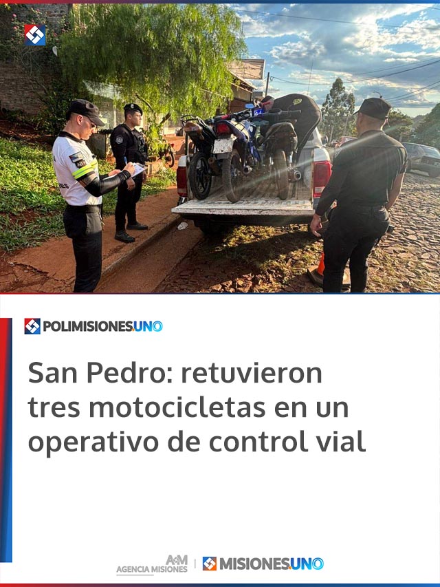 San Pedro: retuvieron tres motocicletas en un operativo de control vial