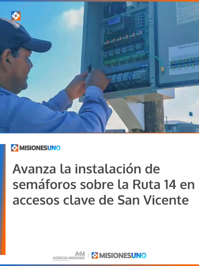 Avanza la instalación de semáforos sobre la Ruta 14 en accesos clave de San Vicente