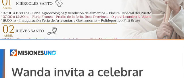 Wanda invita a celebrar Semana Santa con actividades religiosas y culturales