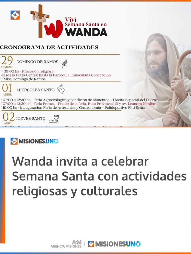 Wanda invita a celebrar Semana Santa con actividades religiosas y culturales