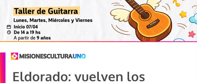 Eldorado: vuelven los talleres culturales con propuestas literarias y musicales