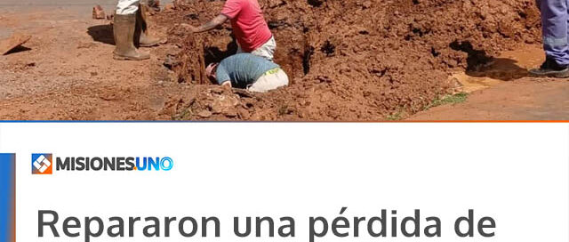 Repararon una pérdida de agua en el barrio Martín Fierro de Bernardo de Irigoyen