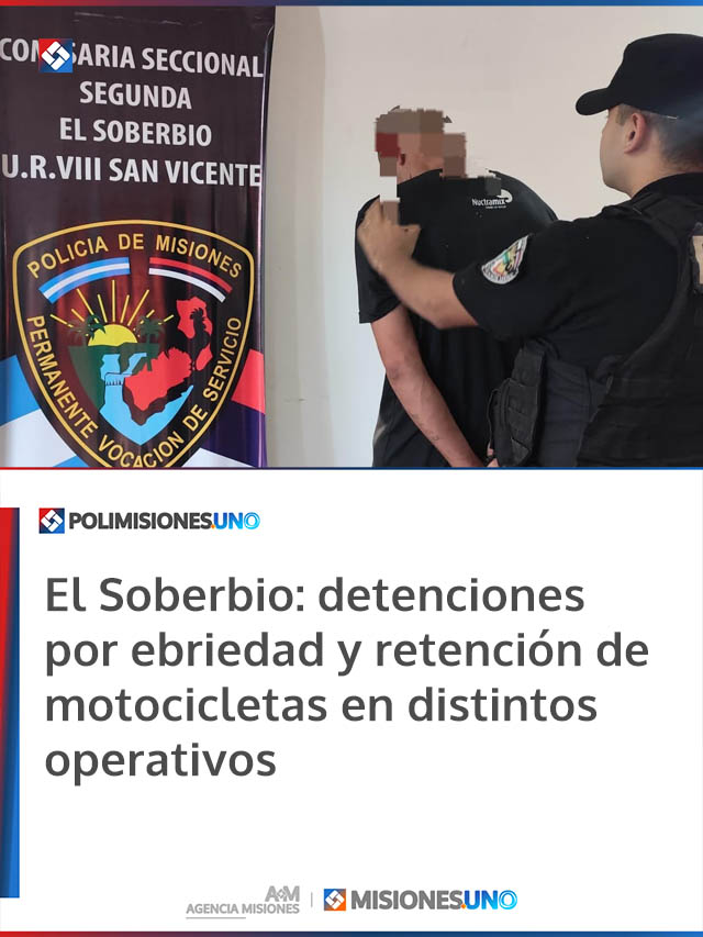 El Soberbio: detenciones por ebriedad y retención de motocicletas en distintos operativos