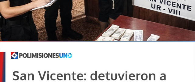 San Vicente: detuvieron a un menor con más de  millones robados de un local de préstamos