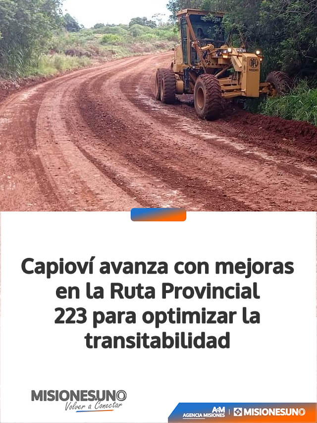 Capioví avanza con mejoras en la Ruta Provincial 223 para optimizar la transitabilidad