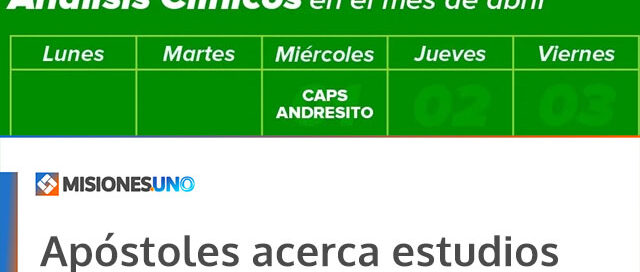 Apóstoles acerca estudios médicos a los barrios con operativos durante todo abril