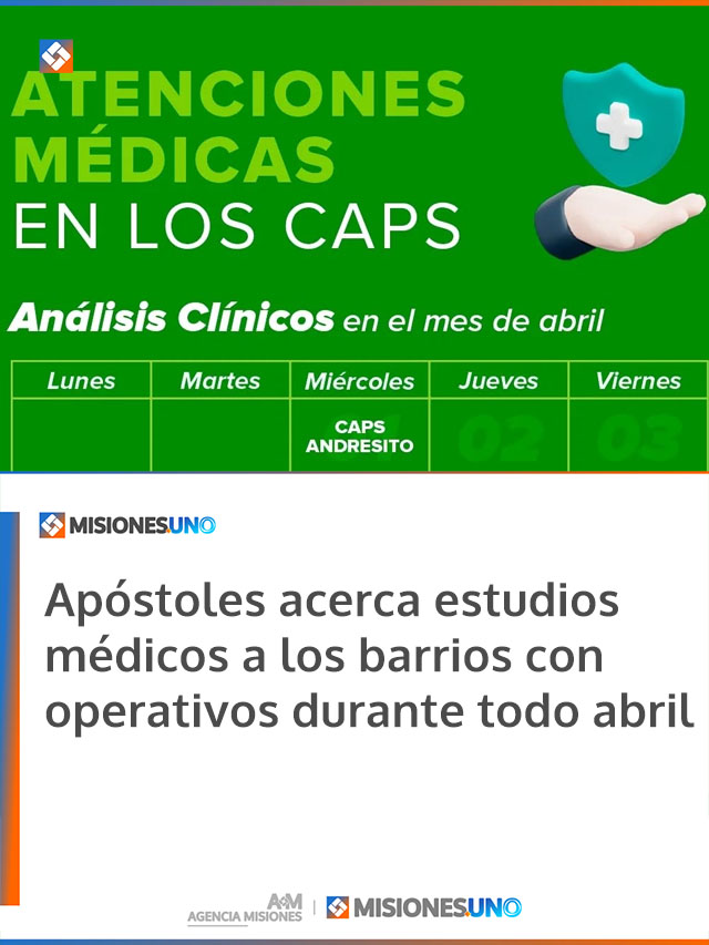 Apóstoles acerca estudios médicos a los barrios con operativos durante todo abril