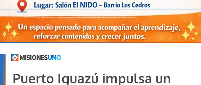Puerto Iguazú impulsa un espacio gratuito de apoyo escolar en el barrio Los Cedros