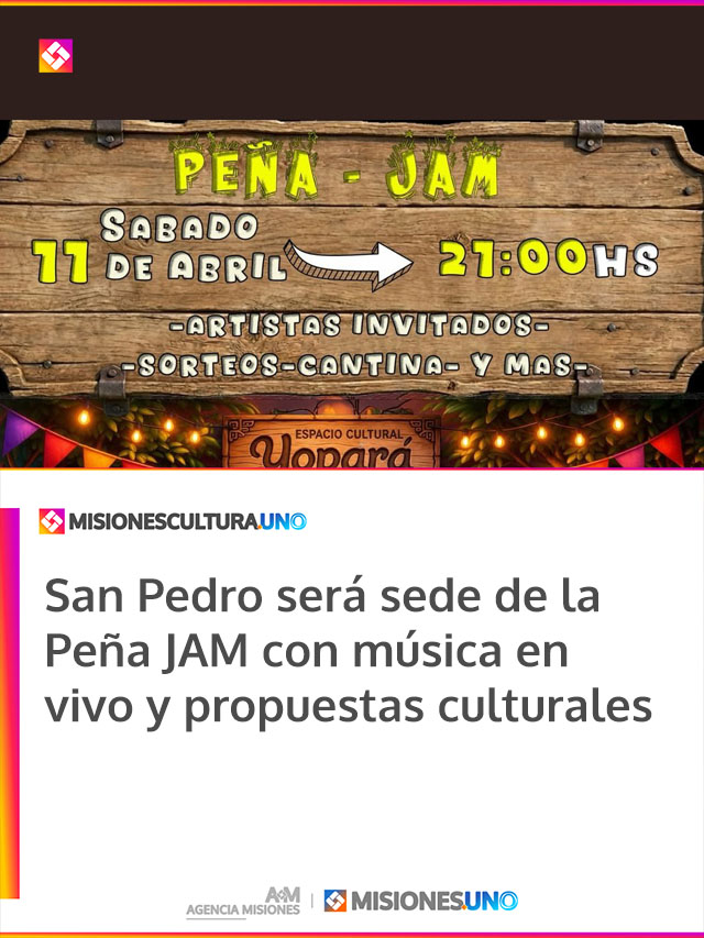 San Pedro será sede de la Peña JAM con música en vivo y propuestas culturales