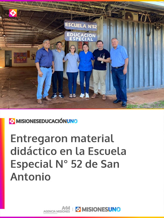 Entregaron material didáctico en la Escuela Especial N° 52 de San Antonio