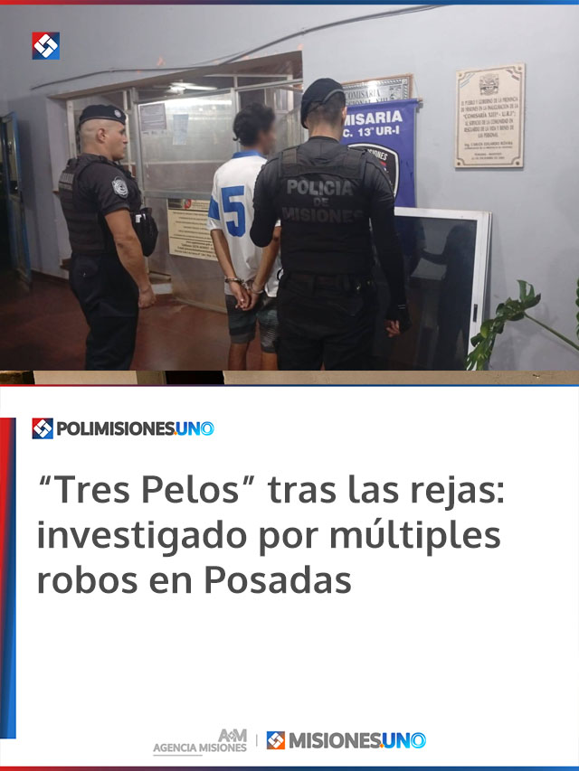 “Tres Pelos” tras las rejas: investigado por múltiples robos en Posadas