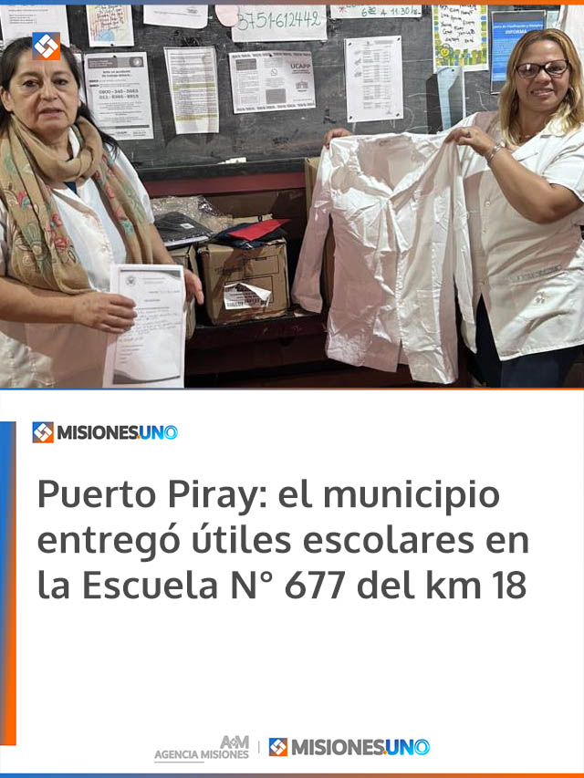 Puerto Piray: el municipio entregó útiles escolares en la Escuela N° 677 del km 18