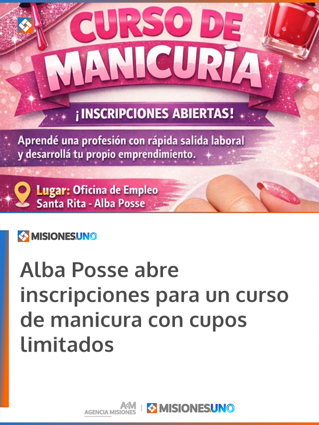 Alba Posse abre inscripciones para un curso de manicura con cupos limitados
